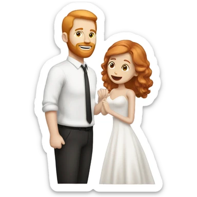 Wedding proposal white woman with ginger hair and white man with dark brown hair sticker