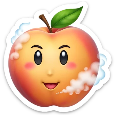 Lots of Steam coming off a peach sticker