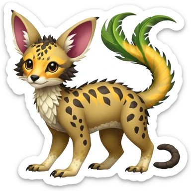 Feral Rare Fantasy vibrant tropical Vernid-Trico-species by LiLaiRa, random markings, tufted ears, full body sticker