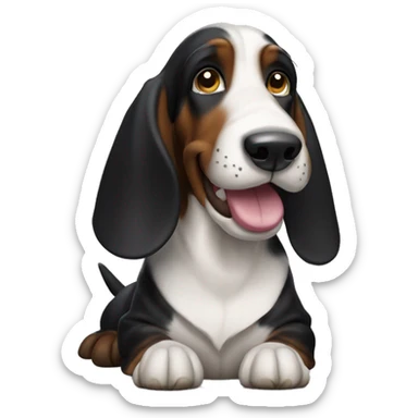 Smiling black basset hound  sticker