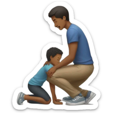  A young man kneels in front of his mother sticker