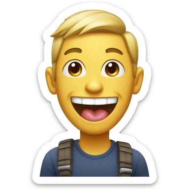 super happy with tounge sticking out sticker