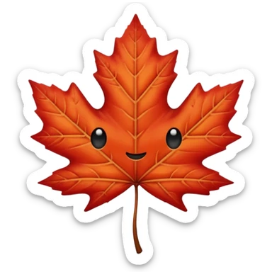 emoji, feuille d'érable couleur vermeille, deux yeux ronds noirs brillants sticker