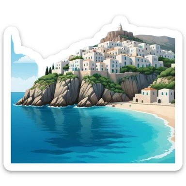 a mediterranean island seen from the sea sticker