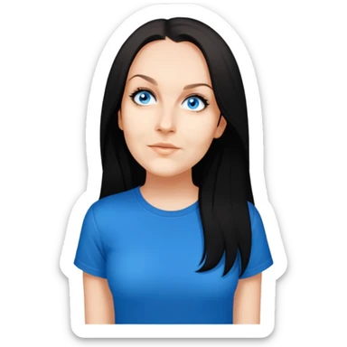 female, black tshirt, long black hair sticker