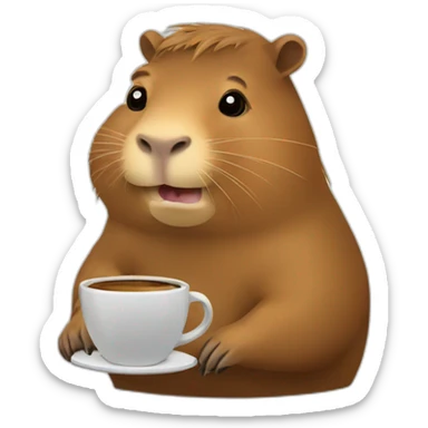 capybara with a cup of coffee sticker