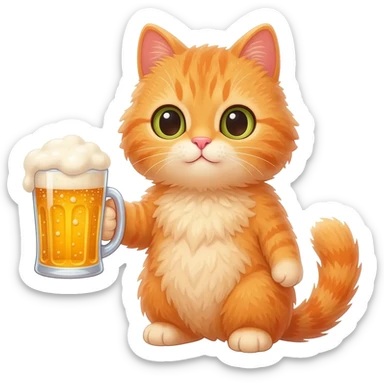 cat holding a beer sticker