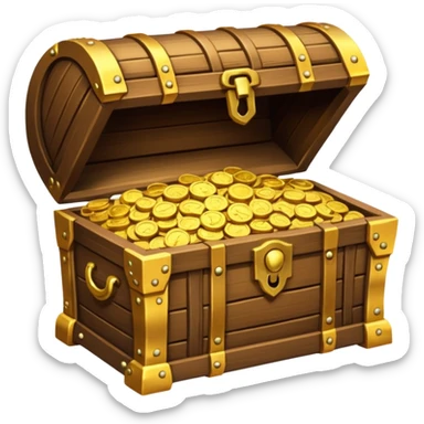 a treasure chest overflowing with Arab currency sticker
