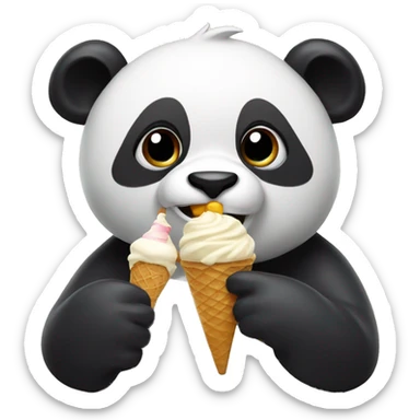 Panda eating ice cream sticker