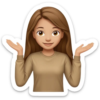 Make a girl wearing a light brown t-shirt with sleeves and long hair sticker