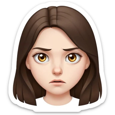  beautiful pale brunette girl with long hair pissed off eyes around sticker