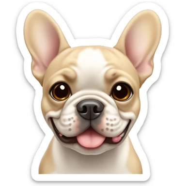 smily beige french bulldog with white center face with a tiny mole on the right ear sticker