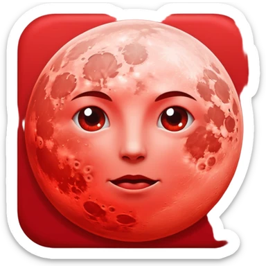 full moon red with glow  sticker