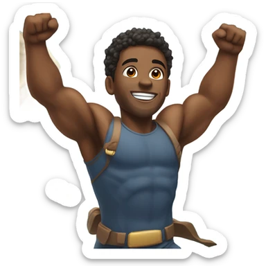 a black man flying with superpowers sticker