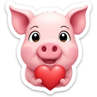cute pig with a heart sticker