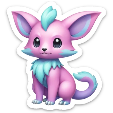 Cute cool colorful pastel fantasy animal hybrid Fakemon full body sticker