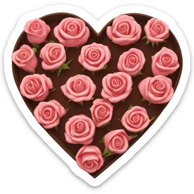 roses and chocolate in a heart box sticker