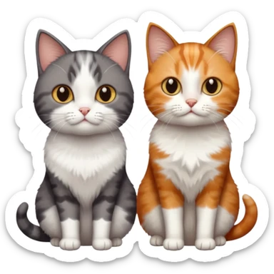 3 different coloured tiny short haired cats, including a dark brown tabby and white cat, and a dark grey and white and a ginger and white sticker