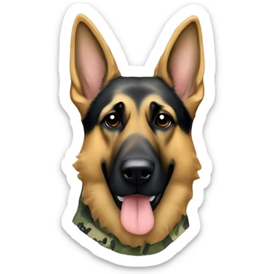 German shepherd with a camo bow  sticker