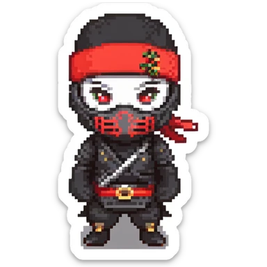 Masked ninja, red headband sticker