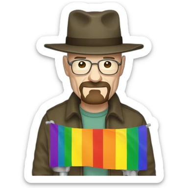 walter white holding the lgbt pride flag sticker
