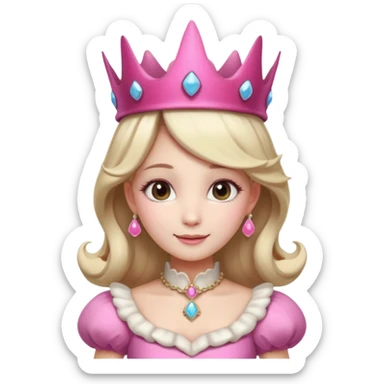 mushroom princess portrait, head and shoulders only, pink mushroom crown, elegant fantasy dress collar, warm smile, 3D cartoon, mobile game icon style, clean background, no text, no watermark
 
 sticker
