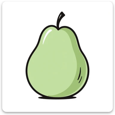 a green plum, hand-drawn doodle style sticker