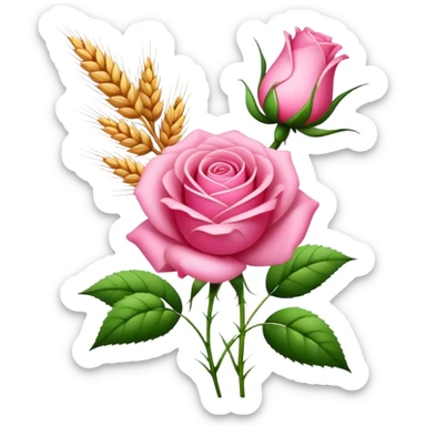 Flor rosa con trigo sticker