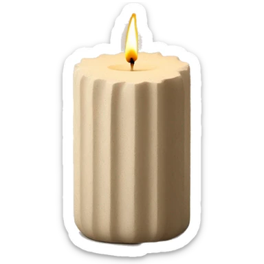 candle in beige concrete ridged vessel sticker