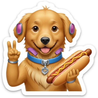 A dog flipping me off with a hotdog Cousteau sticker