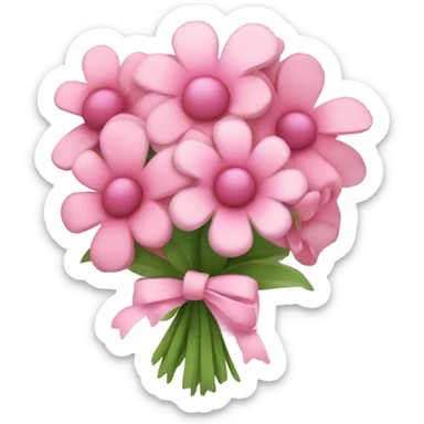 Flower bouquet with pink bow sticker