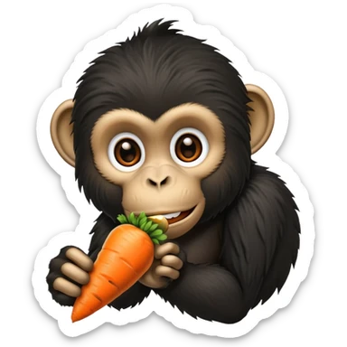 A black monkey sucking a carrot sticker