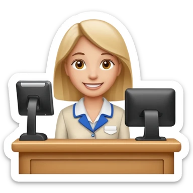 tourist \ standing on hotel reception desk  sticker