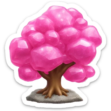 Pink tree growing cystal geode fruits sticker