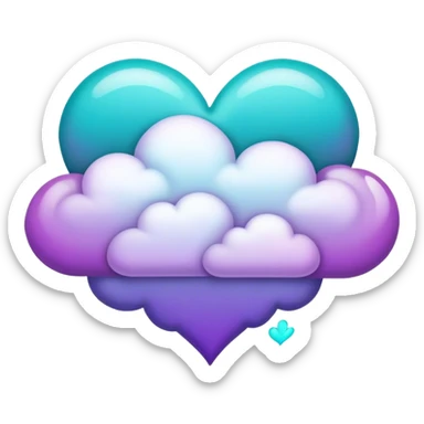 Teal and Purple cloud heart sticker