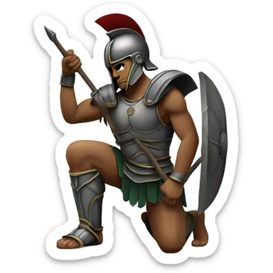 spartan warrior kneeling sticker
