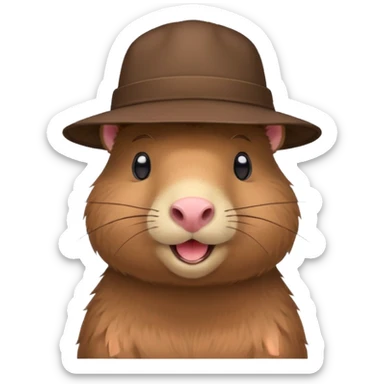 Cute capybara with blush wearing a hat sticker