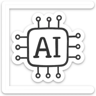 AI icon, hand-drawn outlined style sticker