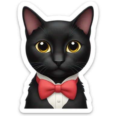 Black cat with bow tie sticker