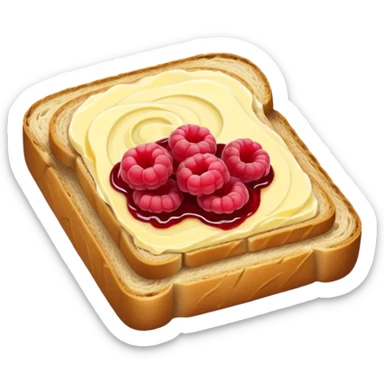 a slice of bread with butter and rasperry jam sticker