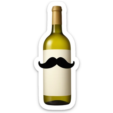 White wine with a mustache sticker