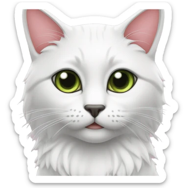 gato blanco, que se le vea solo la cara, con los ojos verdes y la nariz y orejas rosas sticker