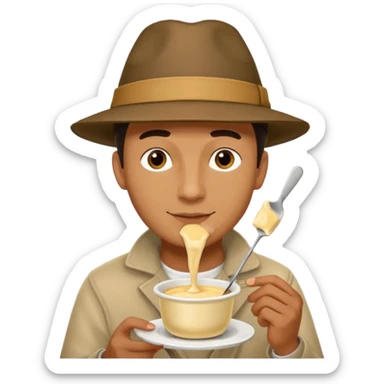 man eating fondue sticker