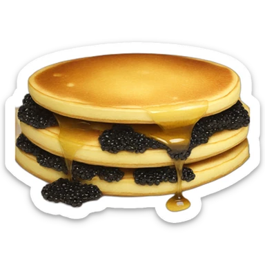 Pancake with big black caviar sticker