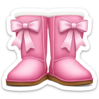 pink ugg boots with a white bow sticker