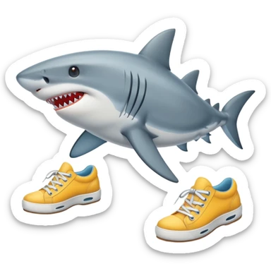 Haz  tiburón con dos zapatos puestos  sticker