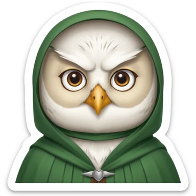 white owl professor in green cloak  sticker