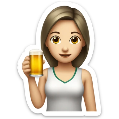 A fair-skinned girl with a beer sticker