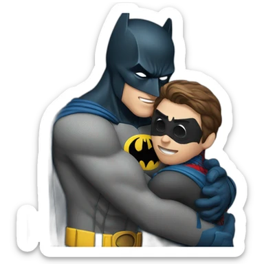 Batman who gives Spiderman a hug sticker