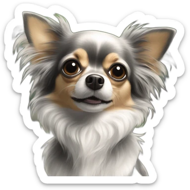 Chienne noire chihuahua yorkshire poils longs bouts des pattes blancs sticker